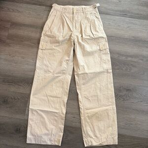 NWOT American Eagle Outfitters Premium line AE77 Cream Cargo Pants Wide Leg.